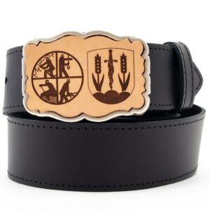 Koppelschließe in Silberoptik mit eckigem Logo